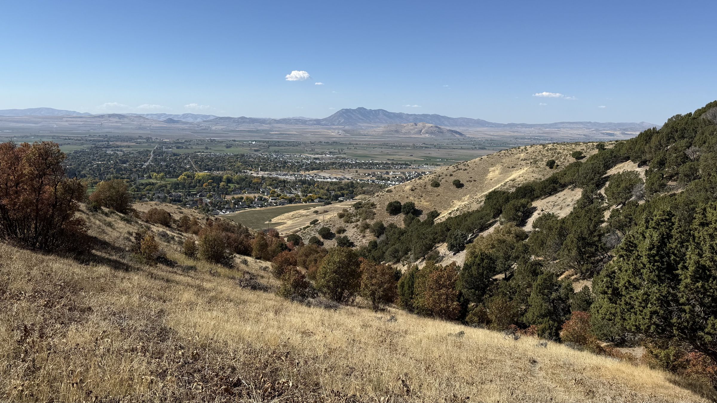Looking west over Smithfield and Cache Valley from the bench above Birch Canyon